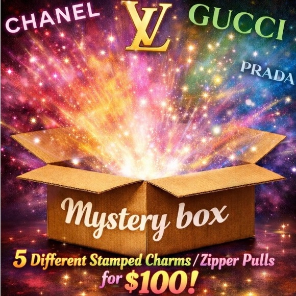 Jewelry - Mystery Box with 5 Stamped Charms/pendants/Zipper pulls. All will be different